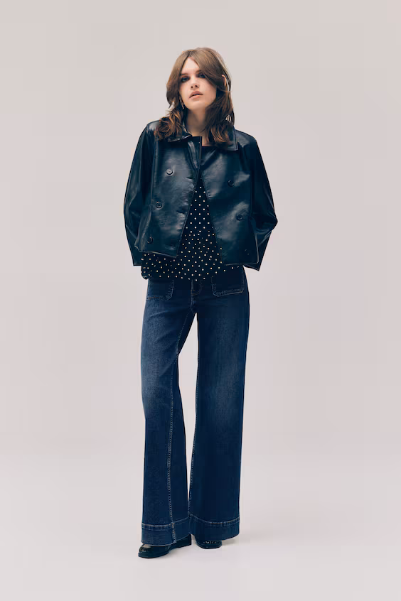 Джинсы широкие с высокой посадкой