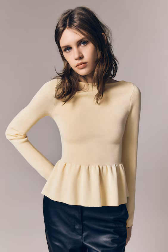 Джемпер пеплум из трикотажа