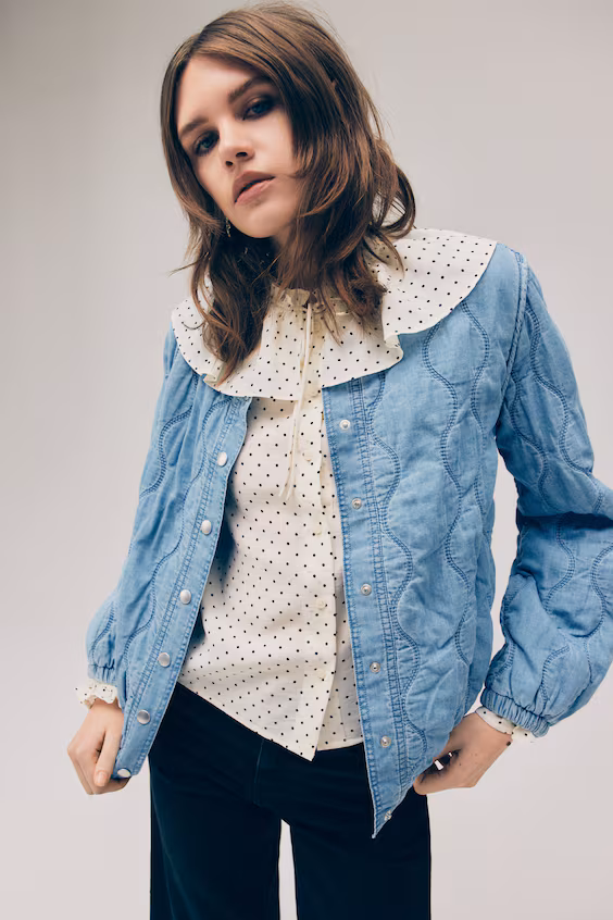 Стеганое пальто из джинсы