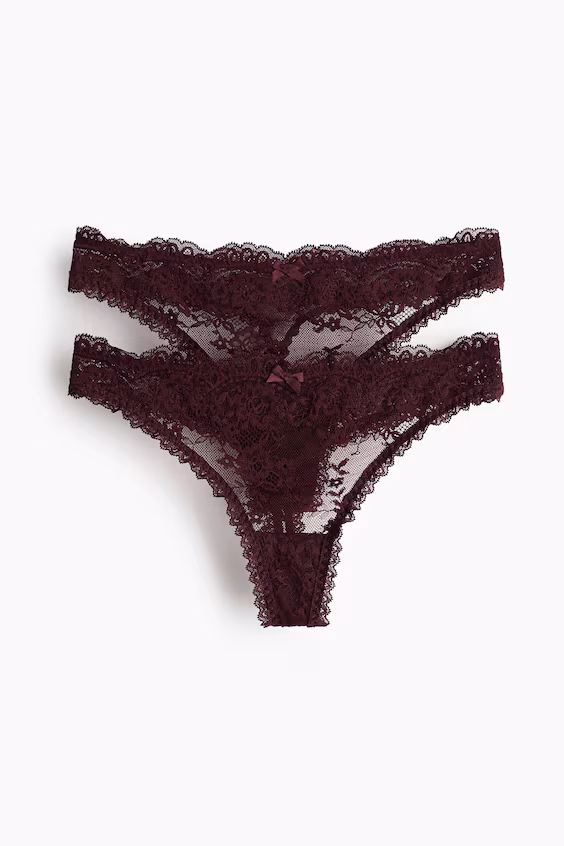 Пачка из 2 трусиков-стринги из кружева