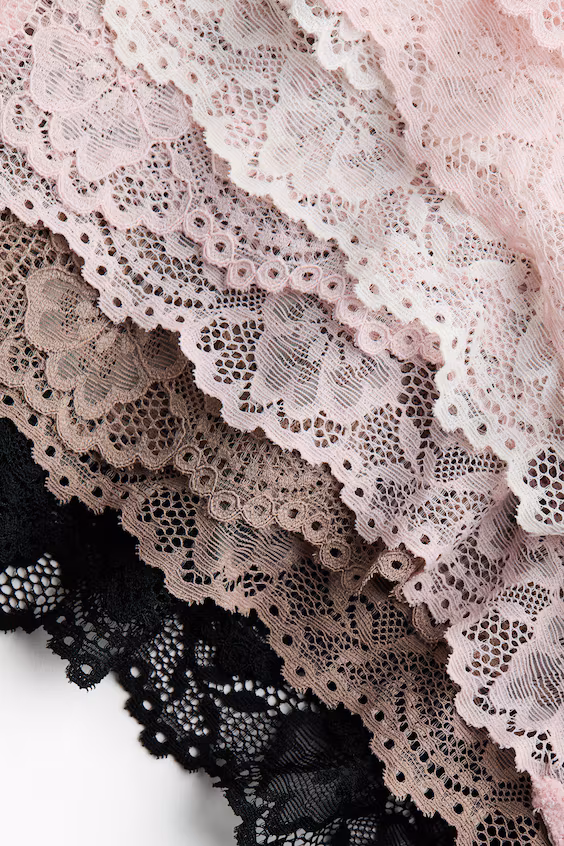 Набор из 5 трусиков-хипстеров из кружева