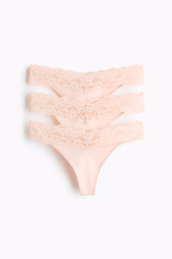 Набор из 3 трусиков thong из микрофибры и кружева