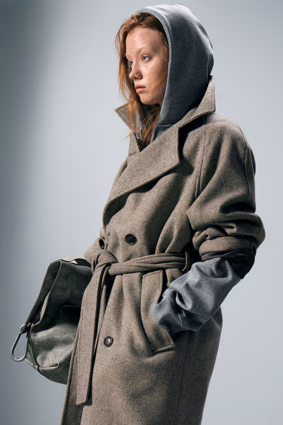 Пальто kia в стиле оверсайз из смесовой шерсти с двубортной застежкой