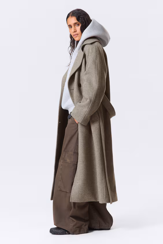 Пальто kia в стиле оверсайз из смесовой шерсти с двубортной застежкой