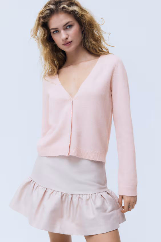 Кардиган из трикотажа с вырезом горловины