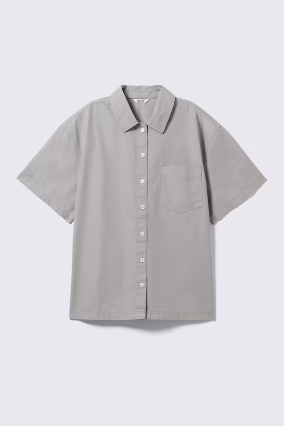 Рубашка с коротким рукавом из хлопкового холста oversize