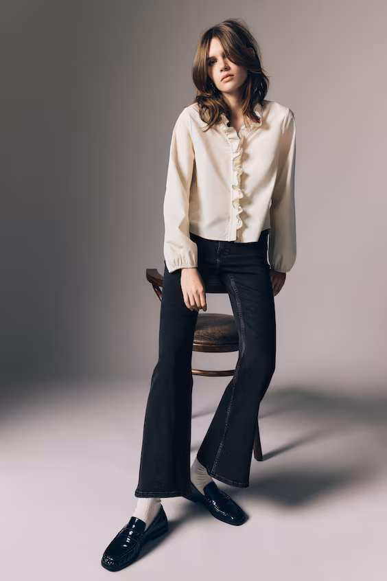 Джинсы flared high