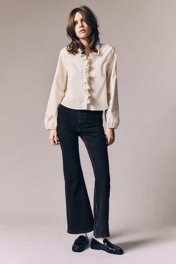 Джинсы flared high