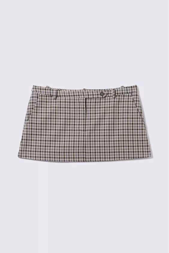 Мини-юбка с низкой талией в полоску, в обтяжку