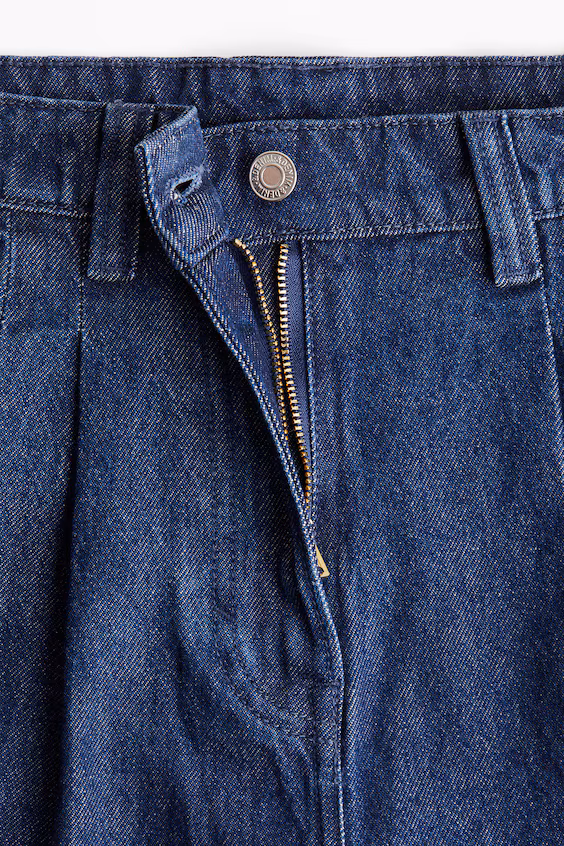 Юбка-шорты из плиссированного денима