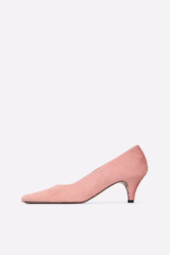 Туфли на высоком каблуке из кожи с эффектом пони