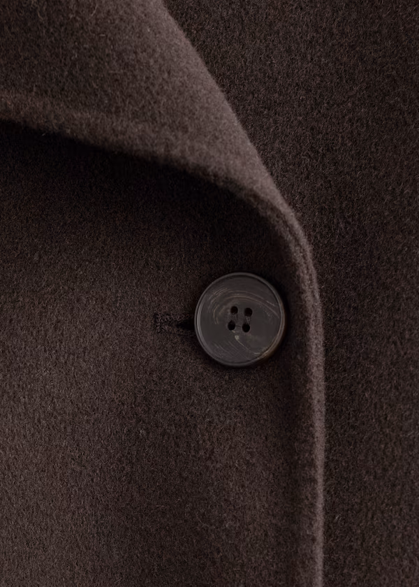 Длинное шерстяное пальто с шалевым воротником