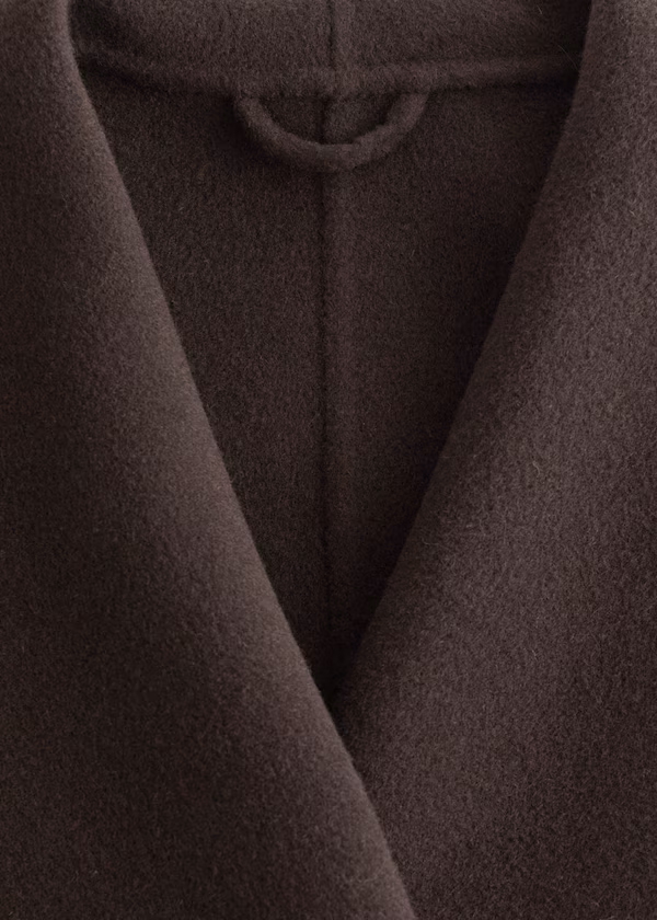 Длинное шерстяное пальто с шалевым воротником