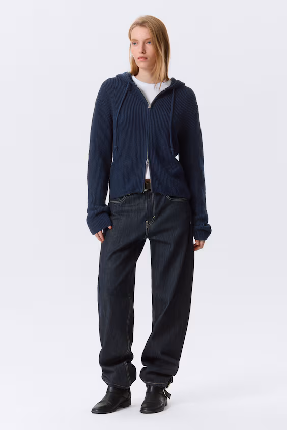 Худи со вставкой из рубчиковой ткани в полоску