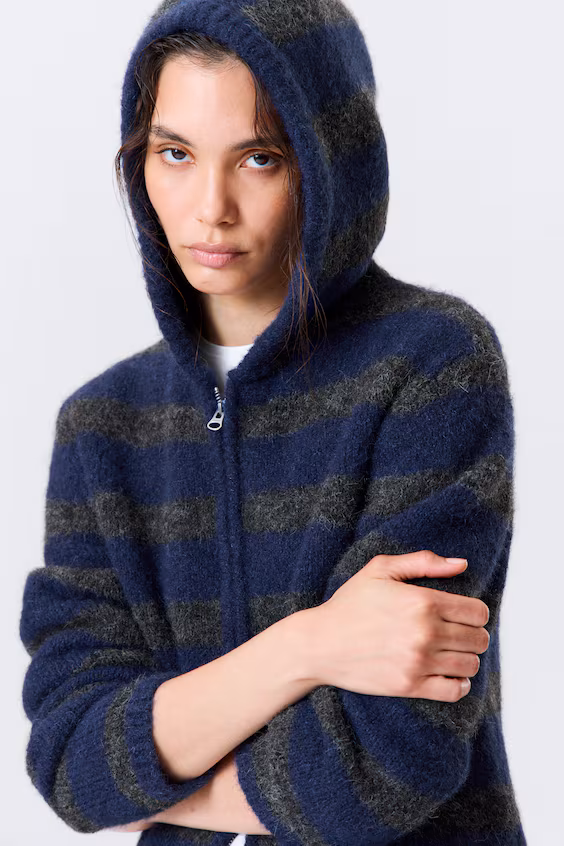 Худи из смесовой шерстяной ткани с молнией