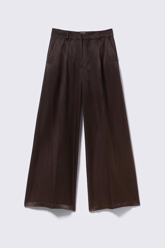 Брюки из атласа с высокой талией и широкими штанинами