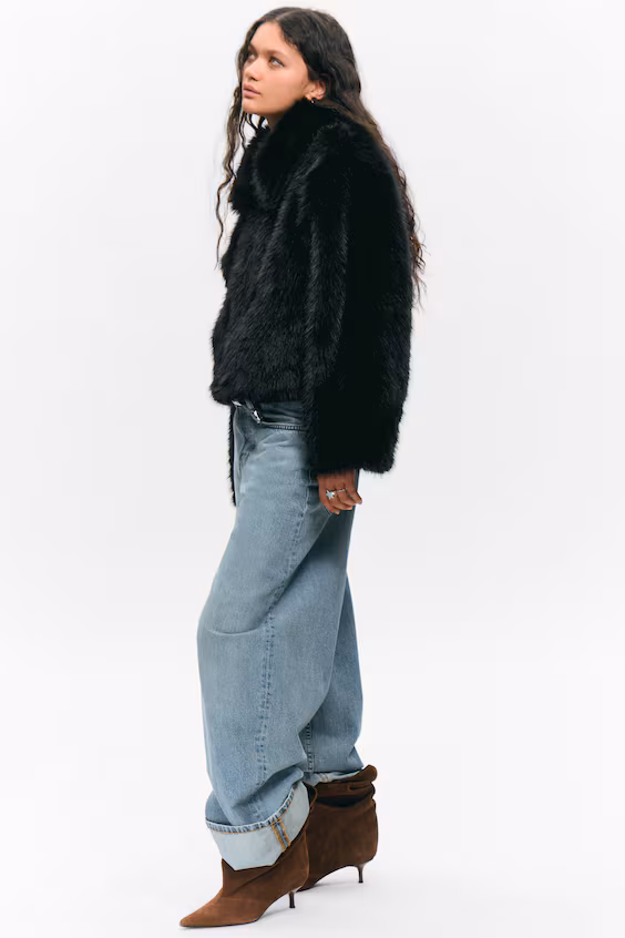 Пальто с искусственным мехом