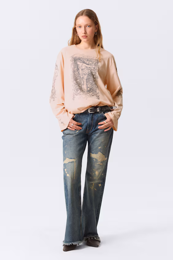 Футболка с длинным рукавом из хлопка с принтом