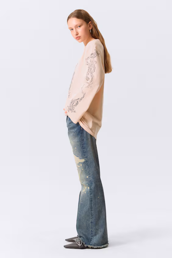 Футболка с длинным рукавом из хлопка с принтом