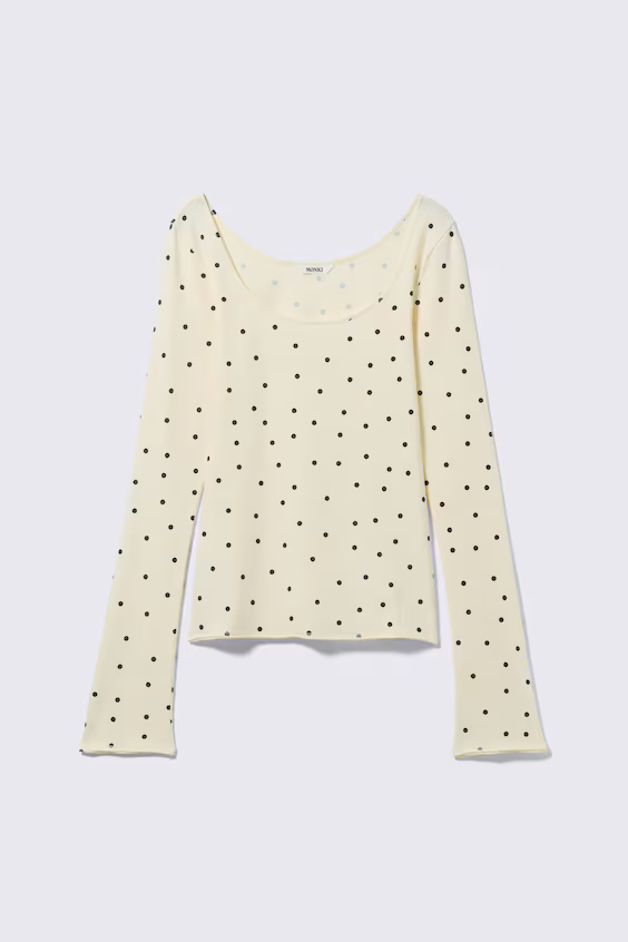 Топ с длинным рукавом, slim fit, круглый вырез