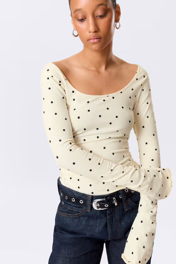 Топ с длинным рукавом, slim fit, круглый вырез