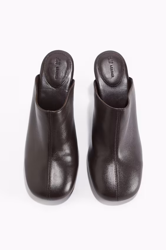 Мюли на высоком каблуке из кожи