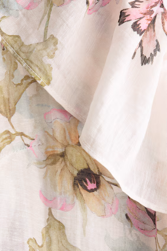 Блуза из смесового льна с баской