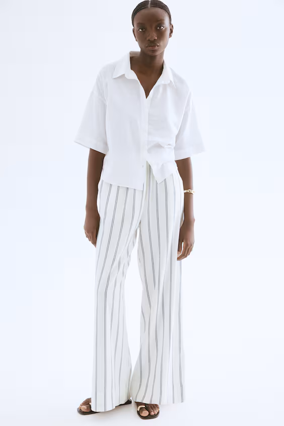 Широкие брюки из смесового льна