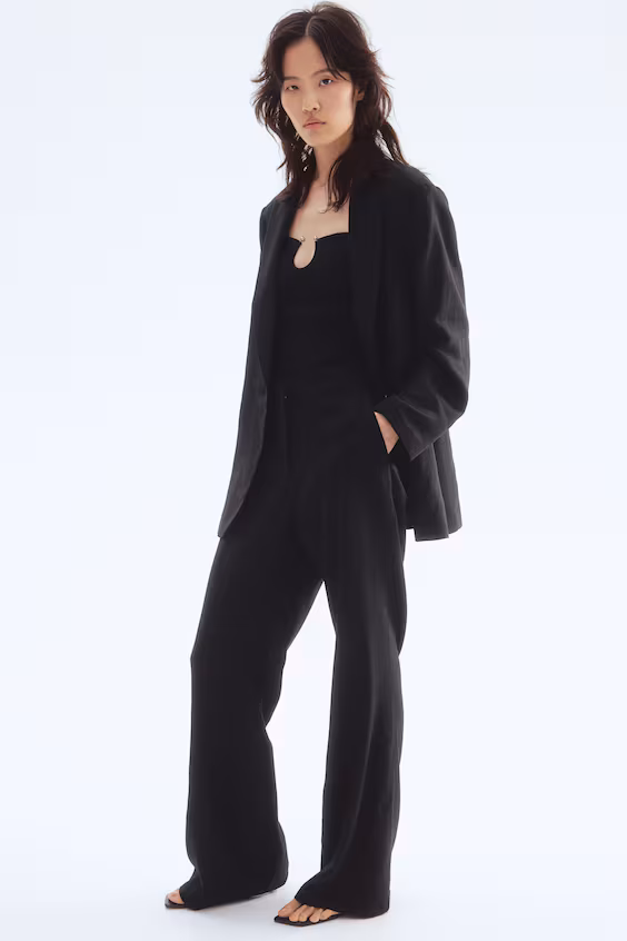 Брюки bootcut из смесового льна