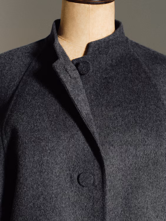 Двусторонний пальто из шерсти с закругленными краями
