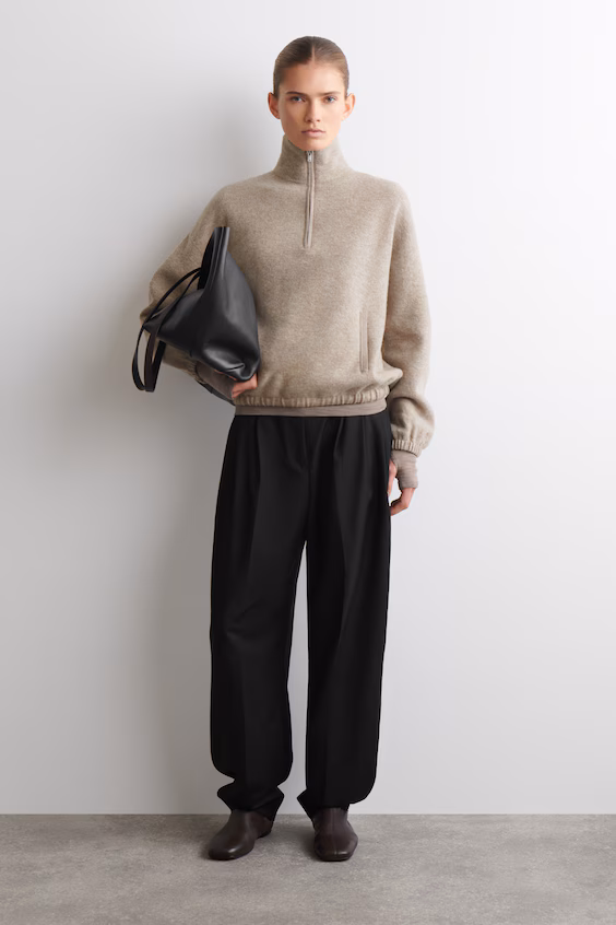 Свитер на молнии из кардированной мериносовой шерсти