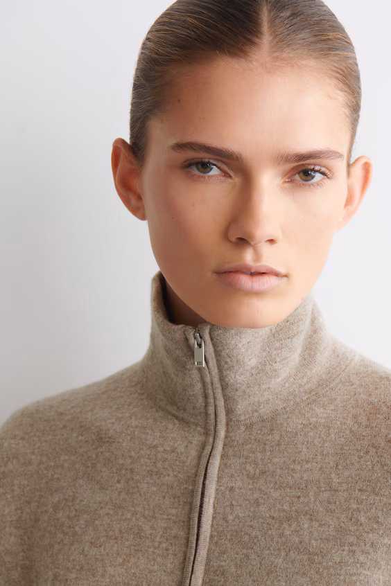 Свитер на молнии из кардированной мериносовой шерсти