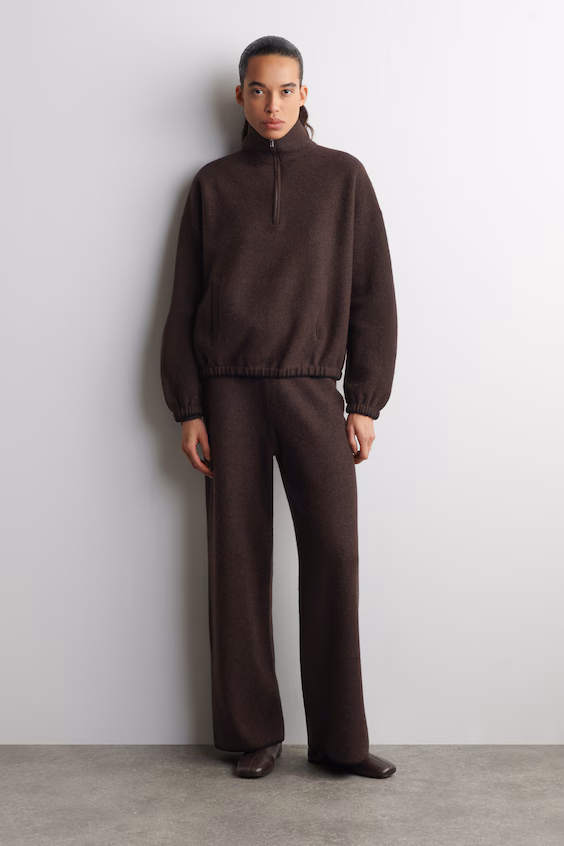 Свитер на молнии из кардированной мериносовой шерсти