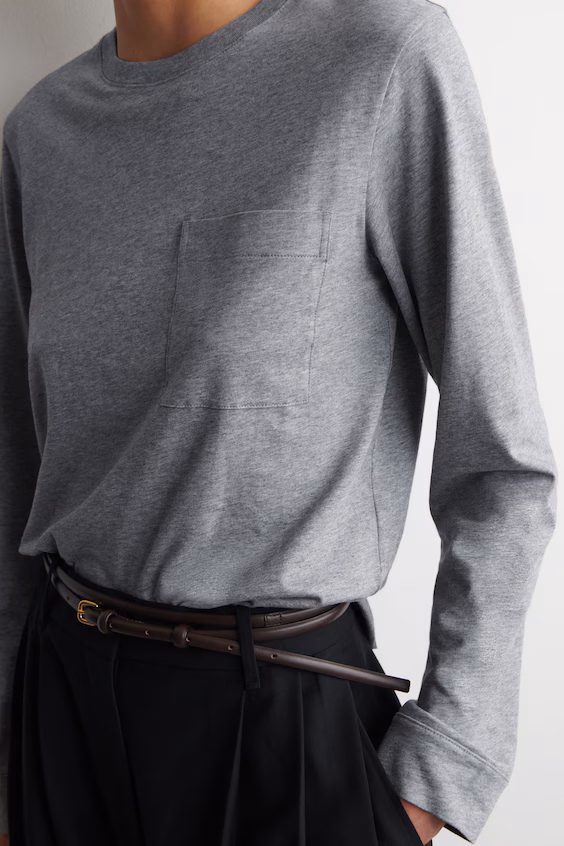 Оверсайз футболка с длинным рукавом из махрового хлопка