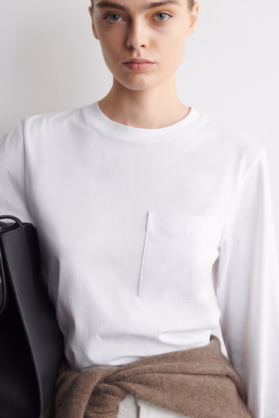 Оверсайз футболка с длинным рукавом из махрового хлопка