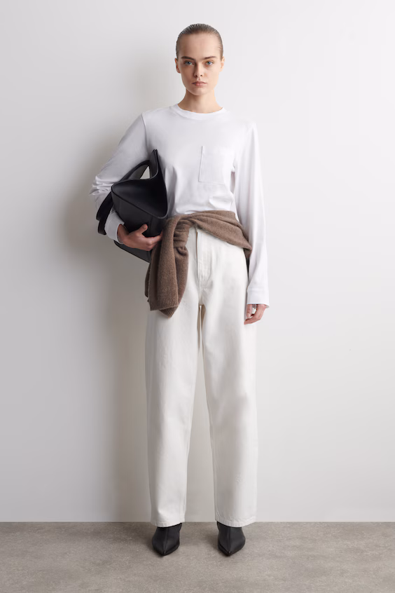 Оверсайз футболка с длинным рукавом из махрового хлопка