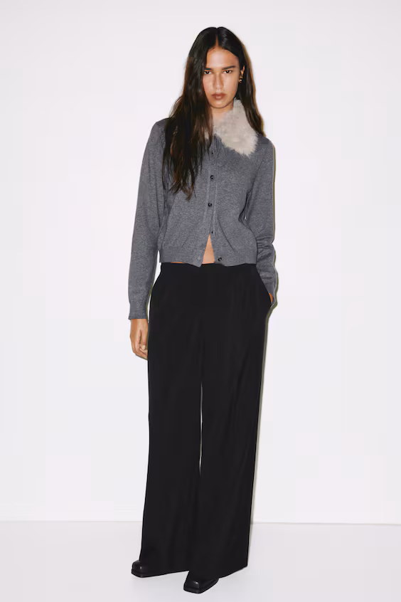 Кардиган из тонкой пряжи с воротником