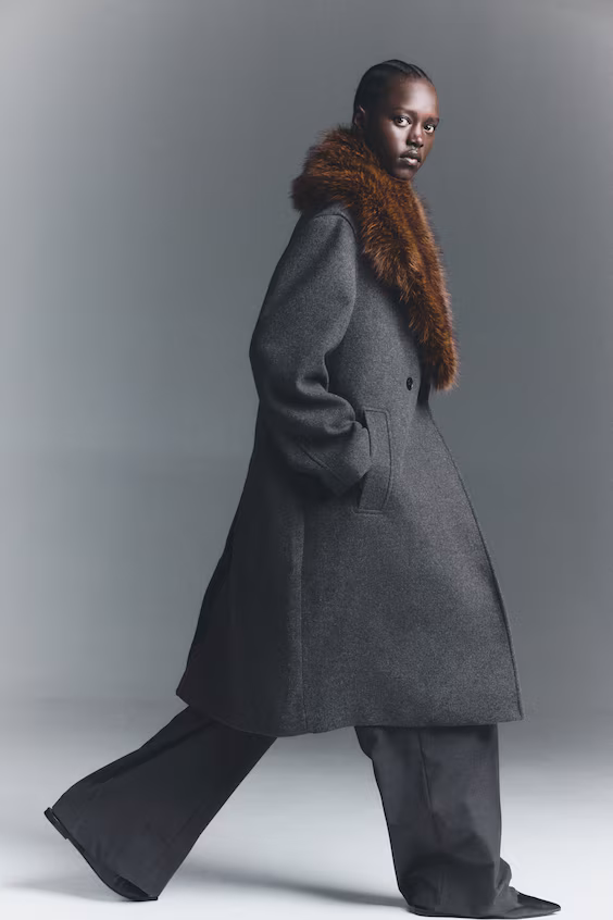 Длинное застежное пальто