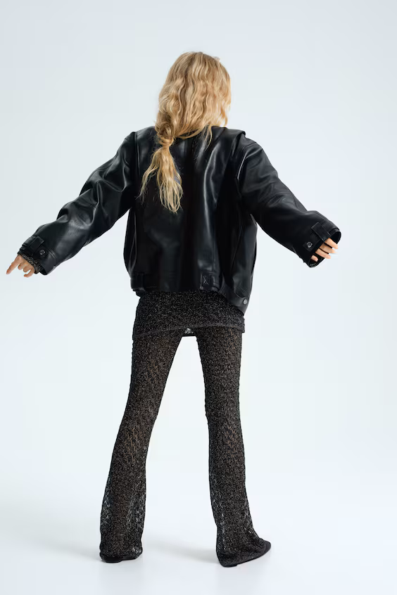 Блестящие брюки из вязаного полотна