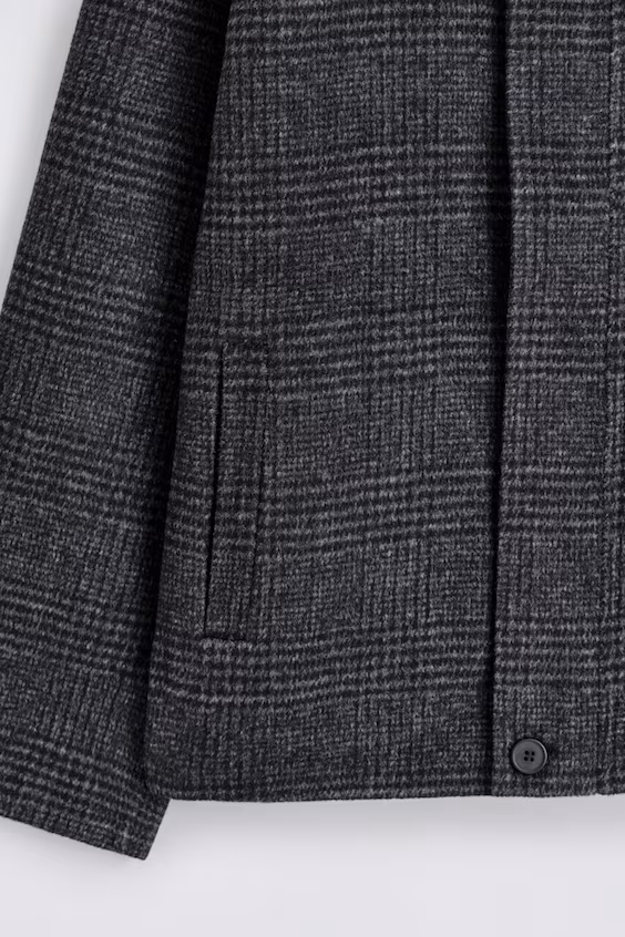 Пальто из реверсивной шерсти в клетку / рыбий хвост