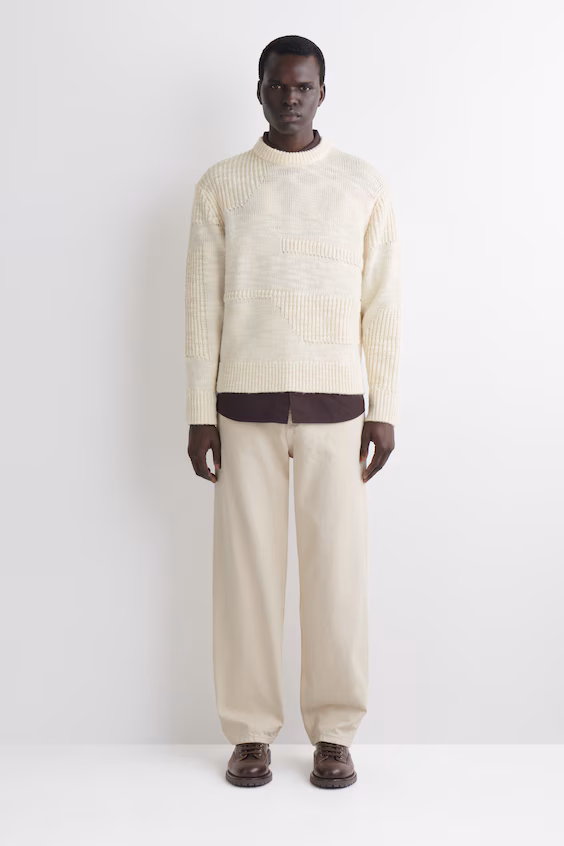 Свитер из шерсти с узором рогожка