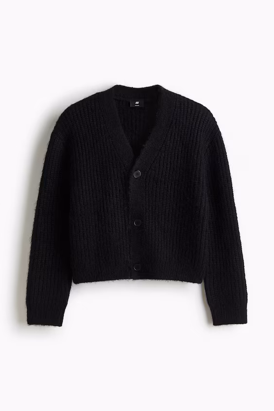 Кардиган из рубчикового трикотажа свободного кроя