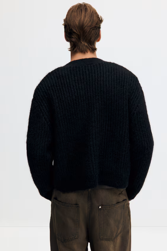 Кардиган из рубчикового трикотажа свободного кроя