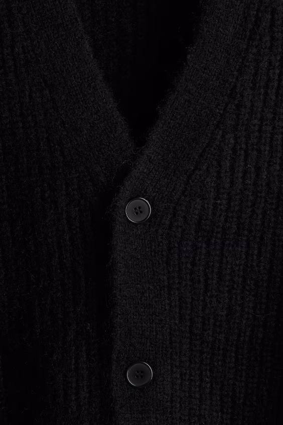 Кардиган из рубчикового трикотажа свободного кроя