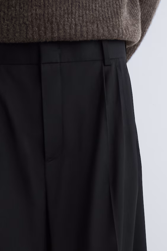 Широкие шерстяные брюки со складками