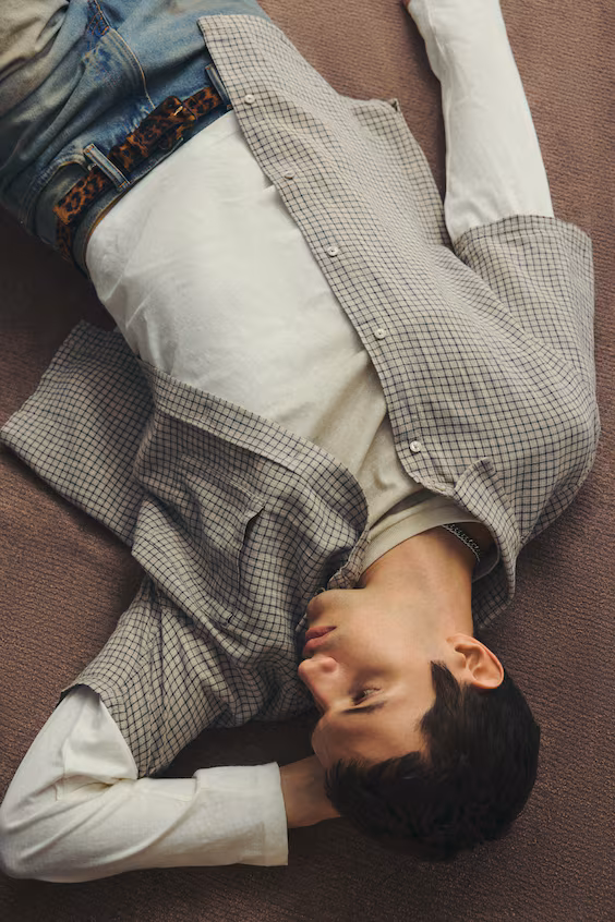 Рубашка с короткими рукавами в стиле oversized fit из льна