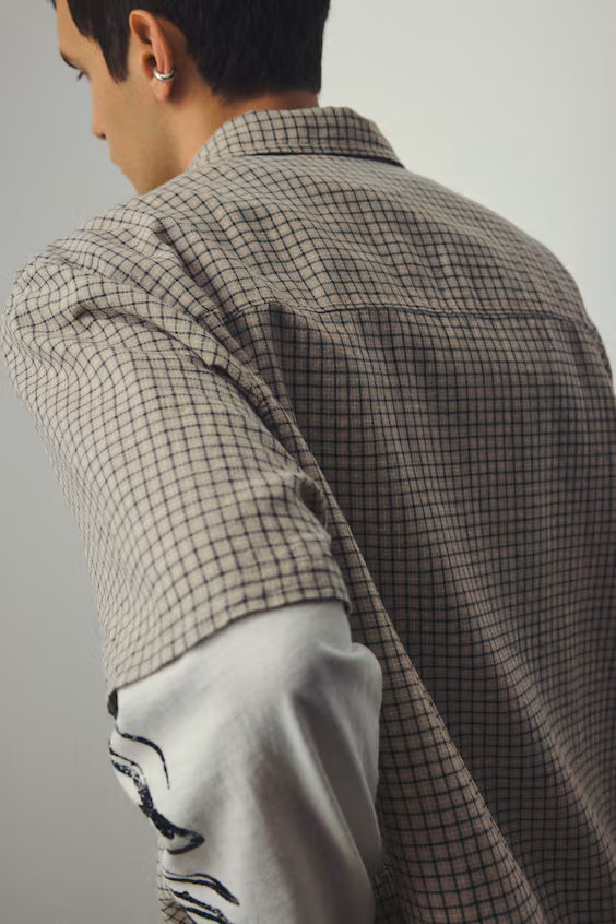 Рубашка с короткими рукавами в стиле oversized fit из льна