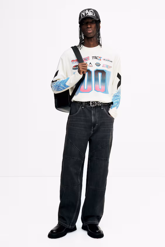 Свитер с длинными рукавами из сетчатого материала loose fit