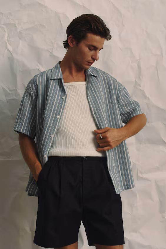 Шорты из смесового льна relaxed fit