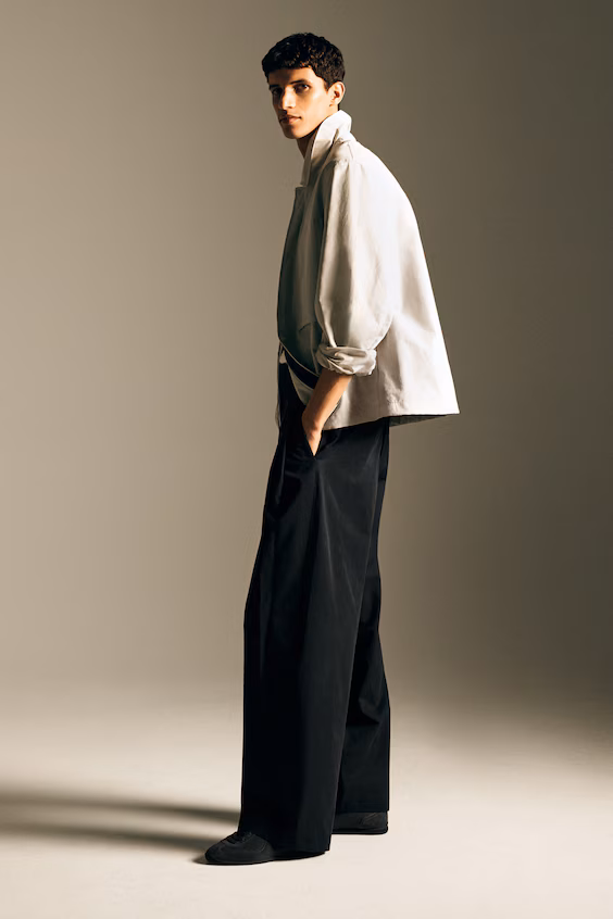 Широкие плиссированные брюки из хлопка